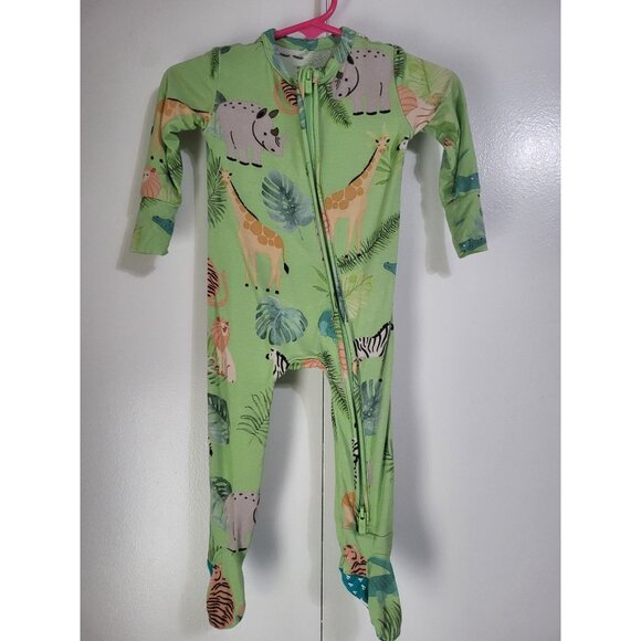POSH PEANUT Wildlife Green One Piece Footie Sleeper Safari Limited Edition 3-6M - Picture 3 of 8